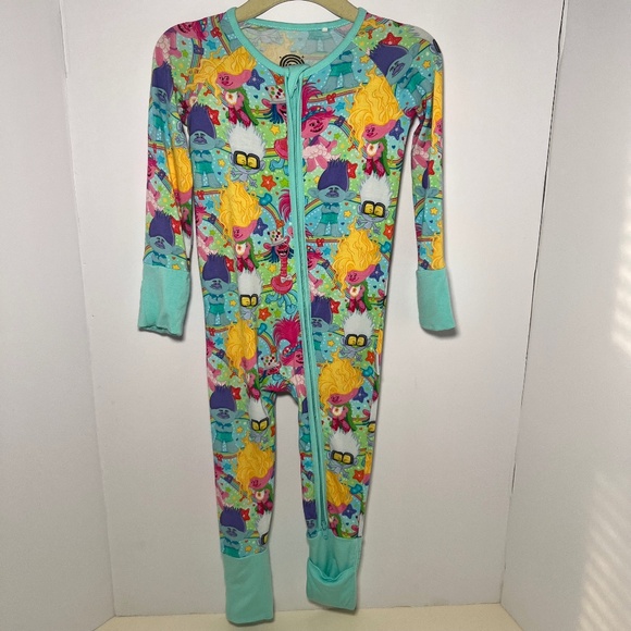 Trolls Sold Out Print Bamboo Bliss Zippy Feet Grips 6/12 Months - Picture 1 of 7